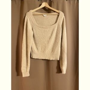 Le Lis Camel Square Neck Soft Sweater Size M